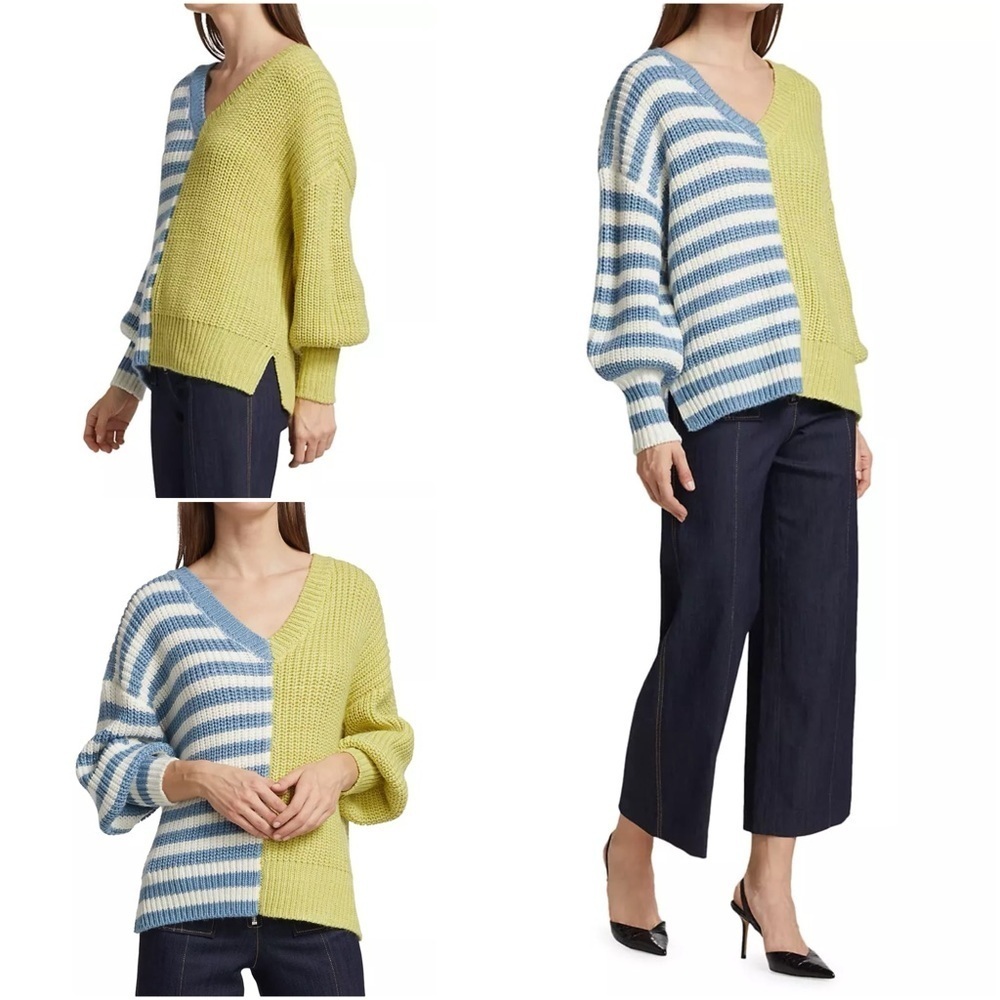 Cinq à Sept 5a7 cin a sept Antonella Colorblock Striped V-neck Sweater M